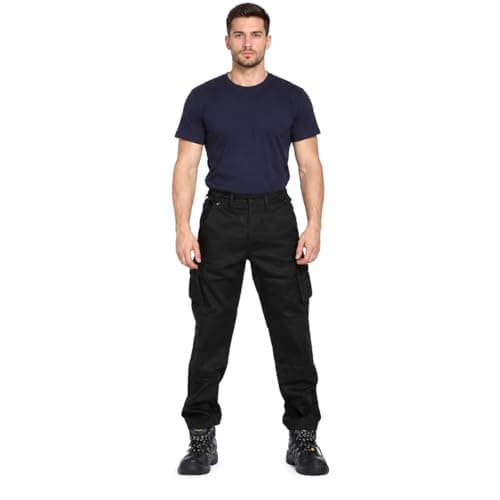 Image of Active Star Men’s Cargo Combat Work Trousers, Heavy Duty Durable Black Cordura Safety Combat Utility Pants Multi Pocket Workwear Trouser Pants UK Plus Size S-XXL, (Medium)