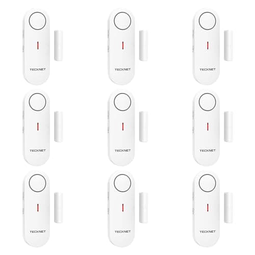 Image of TECKNET Door Alarm Sensor, Mini Window Alarm Sensors, Door Sensor Alarm for Home Security Systems with Quick Loud 100dB Ring Alarm, Wireless Burglar Alarms for House, Shop, Office, Garage (9 PCS)