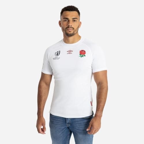 Image of Umbro Mens England RWC2023 Rugby Home Shirt Adults Top White M