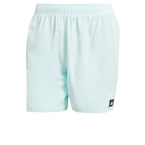 Image of adidas Men's Solid CLX Short-Length Swim Shorts, Halo Mint/Black, XS