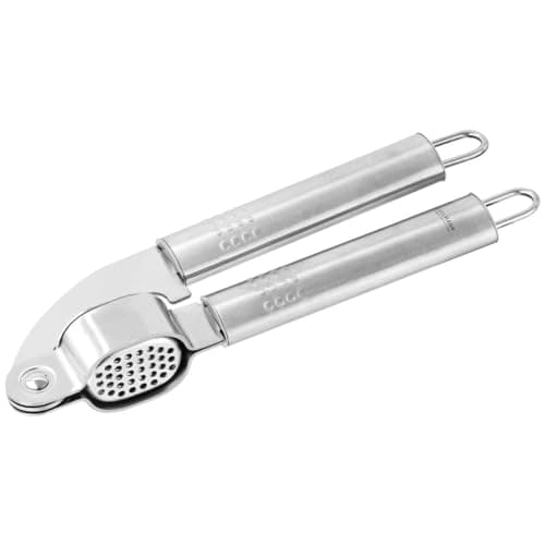Image of Fackelmann OPAL Garlic Press, Garlic Crusher, Garlic Mincer, Stainless Steel, 19x5.5x3cm, Silver