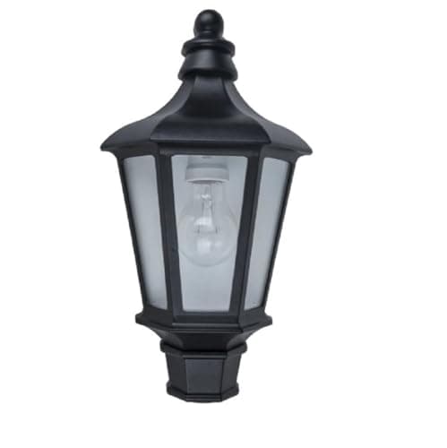 Image of Britalia Outdoor Vintage Half Lantern Wall Light, Black Metal with Clear Glass, 37.3cm Height