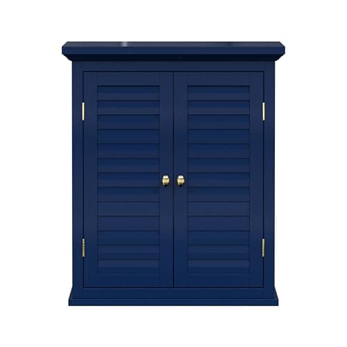 Image of Teamson Home Glancy Removable Two-Door Wall Cabinet with Faux Louvered Doors, Navy
