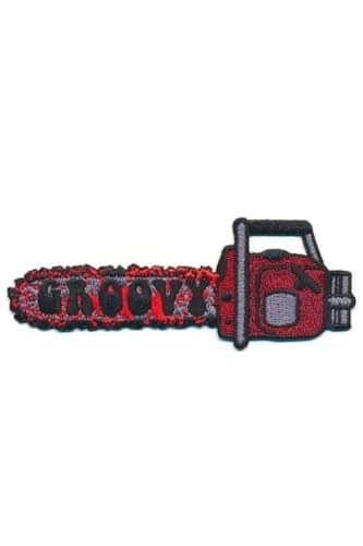 Image of kreepsville 666 Groovy Chainsaw Patch Blood Drip Embroidered Iron-on Goth Badge