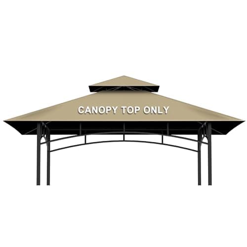 Image of Grill Gazebo Replacement Canopy Top Only - 5' x 8' Outdoor BBQ Gazebo Canopy Roof, Waterproof Double Tiered Shelter Cover Fit for Model L-GG001PST-F