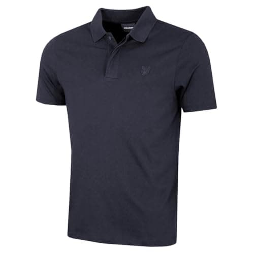 Image of Lyle & Scott Mens Tonal Eagle Superfine Cotton Polo Shirt - Dark Navy - M