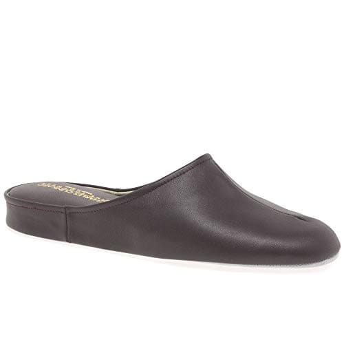 Image of Charles Clinkard Slippers Gavin Mens Leather Slippers 10 Burgundy