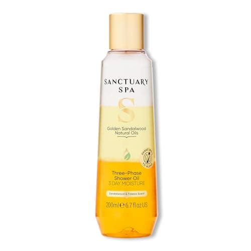 Image of Sanctuary Spa Golden Sandalwood Three-Phase Shower Oil, 3 Day Moisture, Mineral Oil Free, Cruelty Free & Vegan, 250ml