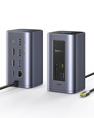 Image of Baseus Docking Station Nomos Win Air 12 in 1, Dual Monitor Laptop Dock, 2 * 4K HDMI, 10Gbps USB A/C Ports, Gigabit Ethernet, PD 100W, USB C Docking Station for Dell/HP/Lenovo/Asus/Acer