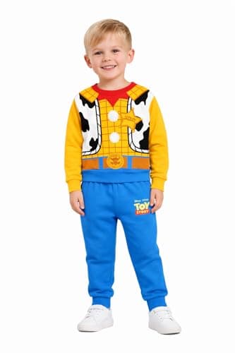 Image of Disney Toy Story Boys or Girls Woody Tracksuit – Kids Pullover Top & Jogger Set, Multicolour, Age 2-3 Years
