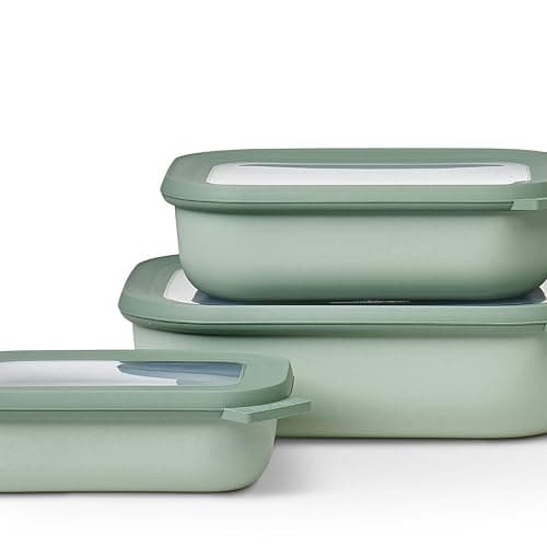 Image of Mepal – Multi Bowl Cirqula 3-Piece Set – Food Storage Container with Lid - Suitable as Airtight Storage Box for Fridge & Freezer, Microwave Container & Servable Dish - 500, 1000, 2000ml - Nordic sage