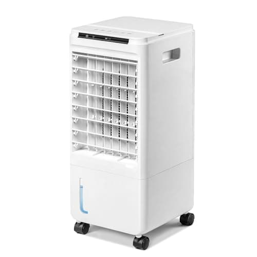 Image of Kwanner Evaporative Air Cooler, 7L Portable Cooler with 3 Fan Speeds, 4 Ice Packs, Remote Control & 7.5H Timer, LED Display, Humidifying & Oscillating for Home Office (White)