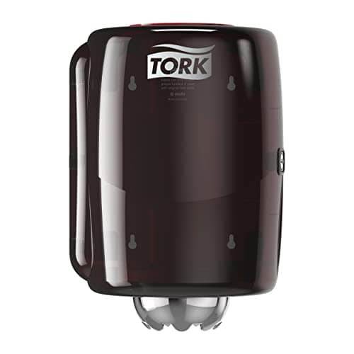 Image of Tork 659008 Centrefeed Dispenser M2 / Paper Dispenser Suitable for M2 Paper Rolls Centrefeed System Big/Wipe Dispenser Wall Mounted/Performance Design Black-Red