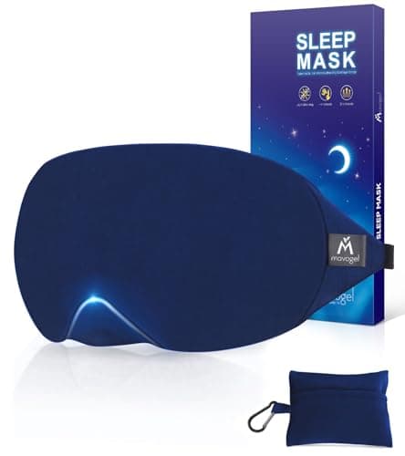 Image of Mavogel Cotton Sleep Mask - 100% Handmade, Light Blocking Sleep Eye Mask with Updated Bending Nose Design, Soft Sleeping Mask for Women Men, for Sleep/Office/Naps, Includes Travel Pouch (Starry Blue)