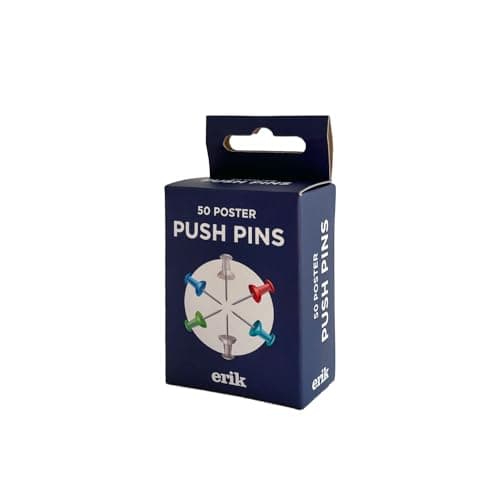 Image of Grupo Erik Poster Push Pins For Cork Board - 50 pcs Drawing, Wall, Pinboard, Cork Board Pins For Pin Board, Poster Hangers