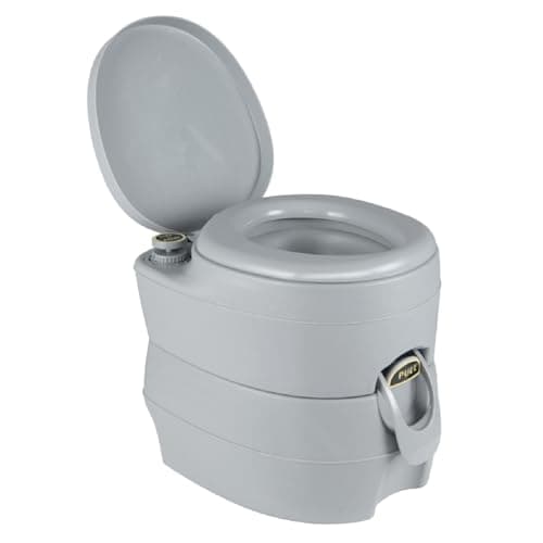Image of SPOTRAVEL 20L Portable Camping Toilet, Outdoor Flushing Toilet with Waste Tank, Flush Pump & Handles, Compact Emergency Commode Porta Potty for RV Travelling Hiking, 150KG Capacity (Dark Grey)