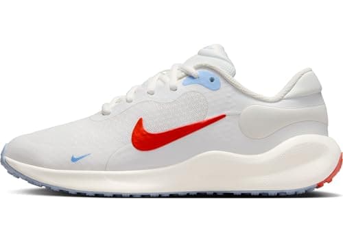 Image of Nike Kids Revolution 7 (GS) Sneaker, Summit White/Picante Red-Sail, 5