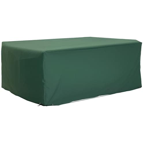 Image of Outsunny Outdoor Garden Furniture Cover Waterproof, Anti-UV 600D Heavy Duty Oxford Fabric Patio Furniture Cover for Rectangular Sofa Table Set, Green, 210 x 140 x 80 cm