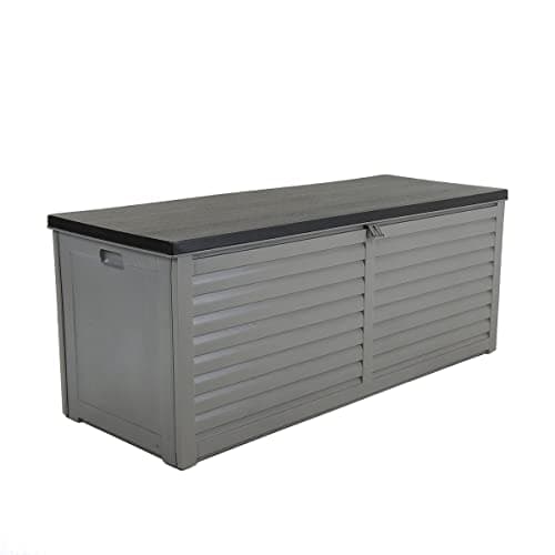 Image of CHARLES BENTLEY, 390L, Outdoor, Garden, Plastic, Storage Box, Grey Body, Black Lid, Moulded Handles, Padlock Hasp, Sliding Lifts, PP Vacuum, Indoor, Outdoor, Steel, Storage Chest (143x57x53cm)