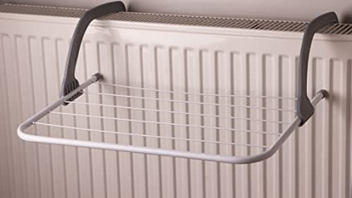 Image of DIVCHI 5 Bar Radiator Airer Over Radiator Folding Hanging Clothes Drying Rack Non-Slip & Durable Stainless Steel Towel Holder Dryer Rail