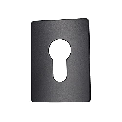 Image of Repair Escutcheon Key Hole Cover Plate Euro Profile Self Adhesive Fix Black 65 x 47mm