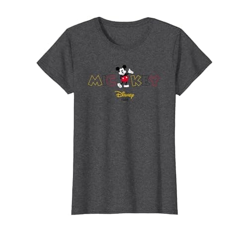 Image of Mickey Mouse Disney Wording T-Shirt, Women, Dark Heather Grey, XX-Large