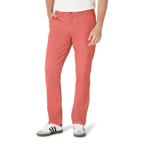 Image of Amazon Essentials Men's Athletic Fit Casual Stretch Chino Work Trousers (Available in Big & Tall), Raspberry Red, 34W / 32L