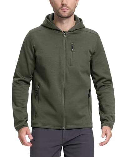Image of 33,000ft Men's Lightweight Sport Jacket Hoodie Breathable Full Zip Softshell Jacket Walking Jacket for Casual and Sportswear Olive Green 3XL