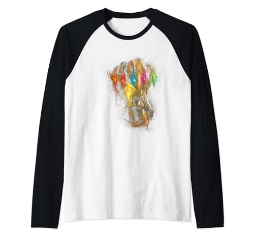 Image of Avengers Endgame Infinity Gauntlet Warlord Splatter Raglan Baseball Tee