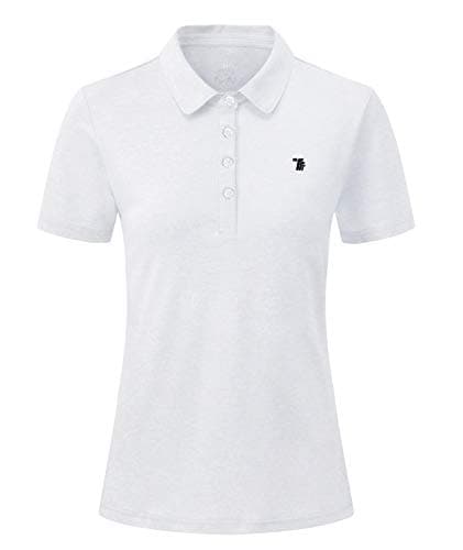 Image of YSENTO Womens Short Sleeve Polo Lady-fit Shirt Premium Sports Golf Polo T-Shirts(White,l)