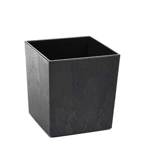 Image of Gordanluk Square Planter Concrete effect plant pot Designed Flowerpot with plant riser extra large plant pots indoor plant pots outdoor flower pot (Concrete Black, 30cm x 30cm)