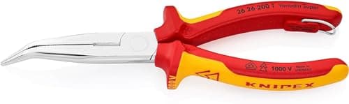 Image of KNIPEX Snipe Nose Side Cutting Pliers (Stork Beak Pliers) in Blister Chrome-Plated Insulated with Multi-Component Grips, VDE-Tested, 26 26 200 T BK