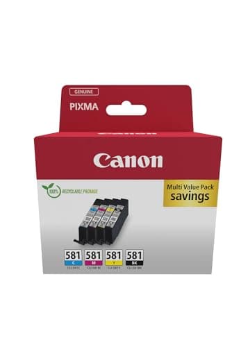 Image of Canon CLI-581 C M Y BK Pack of 4 cartridges (Black Cyan Magenta Yellow) Genuine (Recycled Cardboard Multipack)