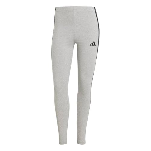 Image of adidas Women's ESSENTIALS 3-STRIPES COTTON LEGGINGS, medium grey heather/black, M