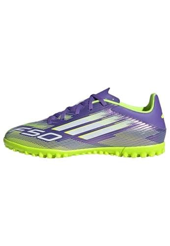 Image of adidas Unisex F50 Club Turf Football Boots, Purple Rush/Cloud White/Lucid Lemon, 10 UK