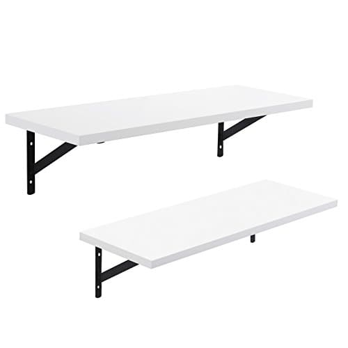 Image of SONGMICS Floating Shelves Set of 2 Wall Shelves, 60 x 21 x 14 cm, Max. Load Capacity 15 kg, White LWS02WB