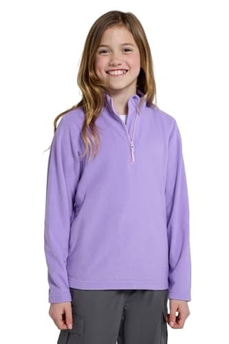 Image of Mountain Warehouse Camber II Kids Half-Zip Fleece - Lightweight & Breathable Microfleece Sweatshirt For Boys & Girls - For Spring Summer, Outdoors & Travelling Lilac Kids Size 5-6 Years