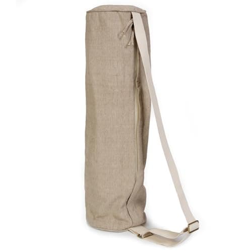 Image of Yoga Studio Organic Cotton Two Toned Yoga Mat Bag with Adjustable Shoulder Strap and Pocket (Ecru)