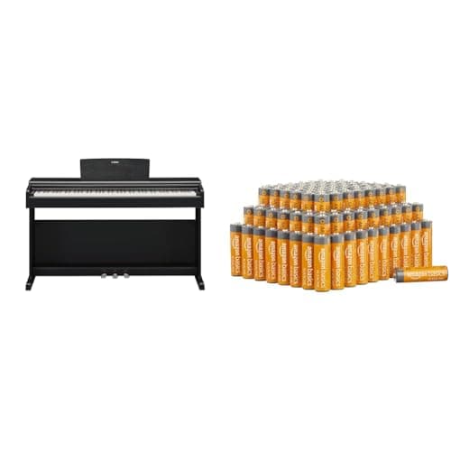 Image of Yamaha ARIUS YDP-145 Digital Piano - Classic and Elegant Home Piano for Beginners and Hobbyists, in Black & Amazon Basics AA 1.5 Volt Performance Alkaline Batteries - Pack of 100 (Appearance may vary)