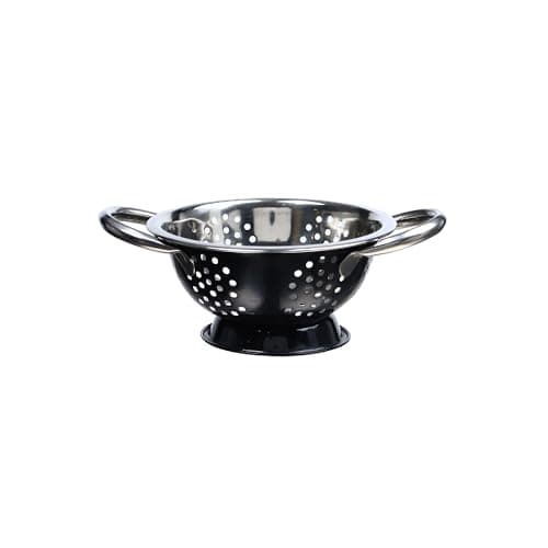 Image of Buckingham Premium Deep Colander Strainer Black for Draining Rinsing & Straining Stainless Steel Multipurpose Kitchen Tool for Washing Pasta & Vegetables 16 cm 0.7 litres