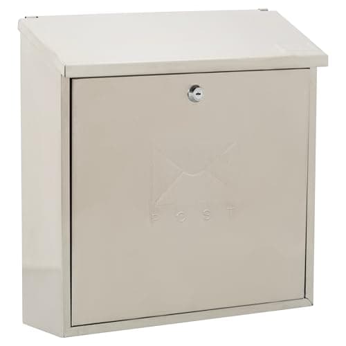 Image of Burg-Wachter MB03ST Contemporary Wall Mounted Stainless Steel Lockable Weatherproof Post Box - 37x37x12cm