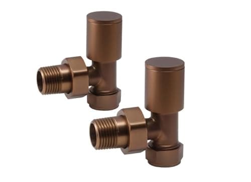 Image of Lux Heat Angled Brushed Bronze Manual Round Radiator Valve Set