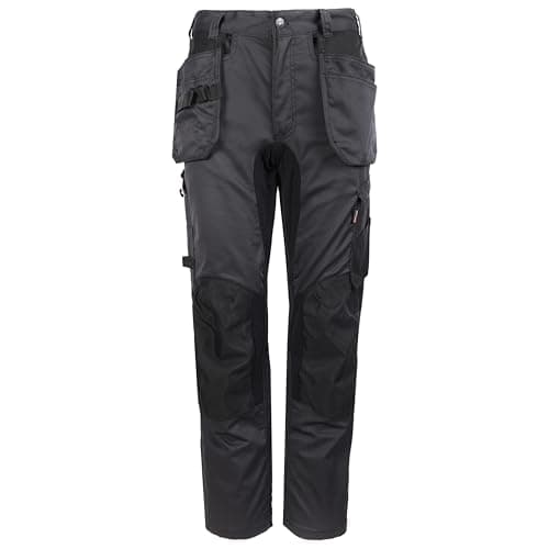 Image of TuffStuff - X-Motion Work Trousers, Grey - 34" Waist, Long 32.5" Length - Lightweight, Hardwearing Workwear with Stretch Panels - Rule Pocket & Numerous Tool Pockets - Triple Stitched Seams, YKK Zip