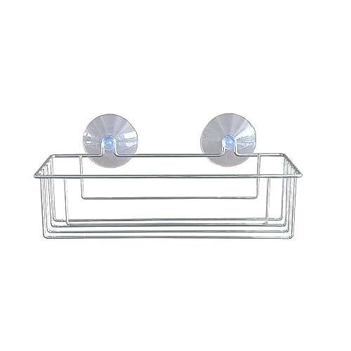 Image of Douceur d'Intérieur, Shower Basket with Suction Cups, Wire Basic Chrome, Metal
