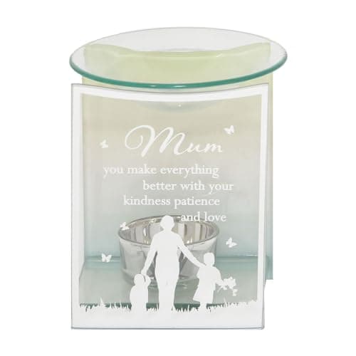 Image of OnlineStreet Mum Gift Beautiful Sentiment Memorial Glass Wax Melt Oil Burner & Tea Light Holder - Gift Ideas for Mum | Mummy | Mom | Mother | Mother's Day | Birthday | Anniversary | Christmas