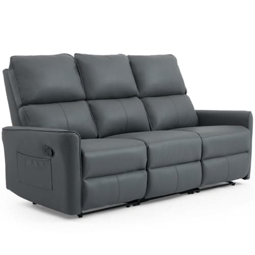 Image of More4Homes MADRID MANUAL RECLINER AIR LEATHER SOFA (Grey, 3 Seater)