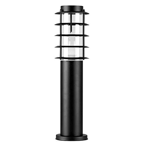Image of MiniSun | Modern IP44 Rated Outdoor Black Stainless Steel Bollard Lantern Light Post | Outdoor Lights & Home/Garden Improvements Essential | | Mains Wired