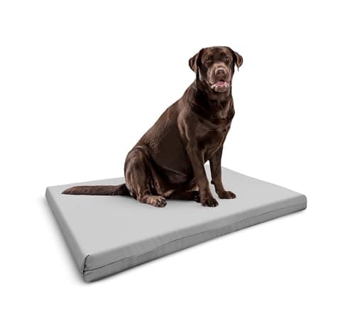 Image of Crescent Textile Memory Foam Dog Bed Cushion Orthopaedic Soft Flat Pet Bed Cushion Mat Waterproof with Washable & Removable Zipped Cover Gifts for Dog (X Large (122 x 78 x 5cm), Gray)