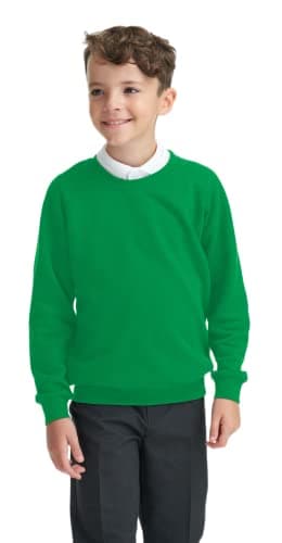 Image of Listers Schoolwear Boys Girls Unisex School Crew Neck Jumper Round Neck Fleece Sweatshirt Uniform Ages 3-16 Years Kelly Green