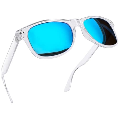 Image of Joopin Square Polarised Sunglasses for Men Women UV Protection Unisex Mirror Retro Sunglasses Man for Driving Hiking Fishing Sports (Mirrored Blue Lens)